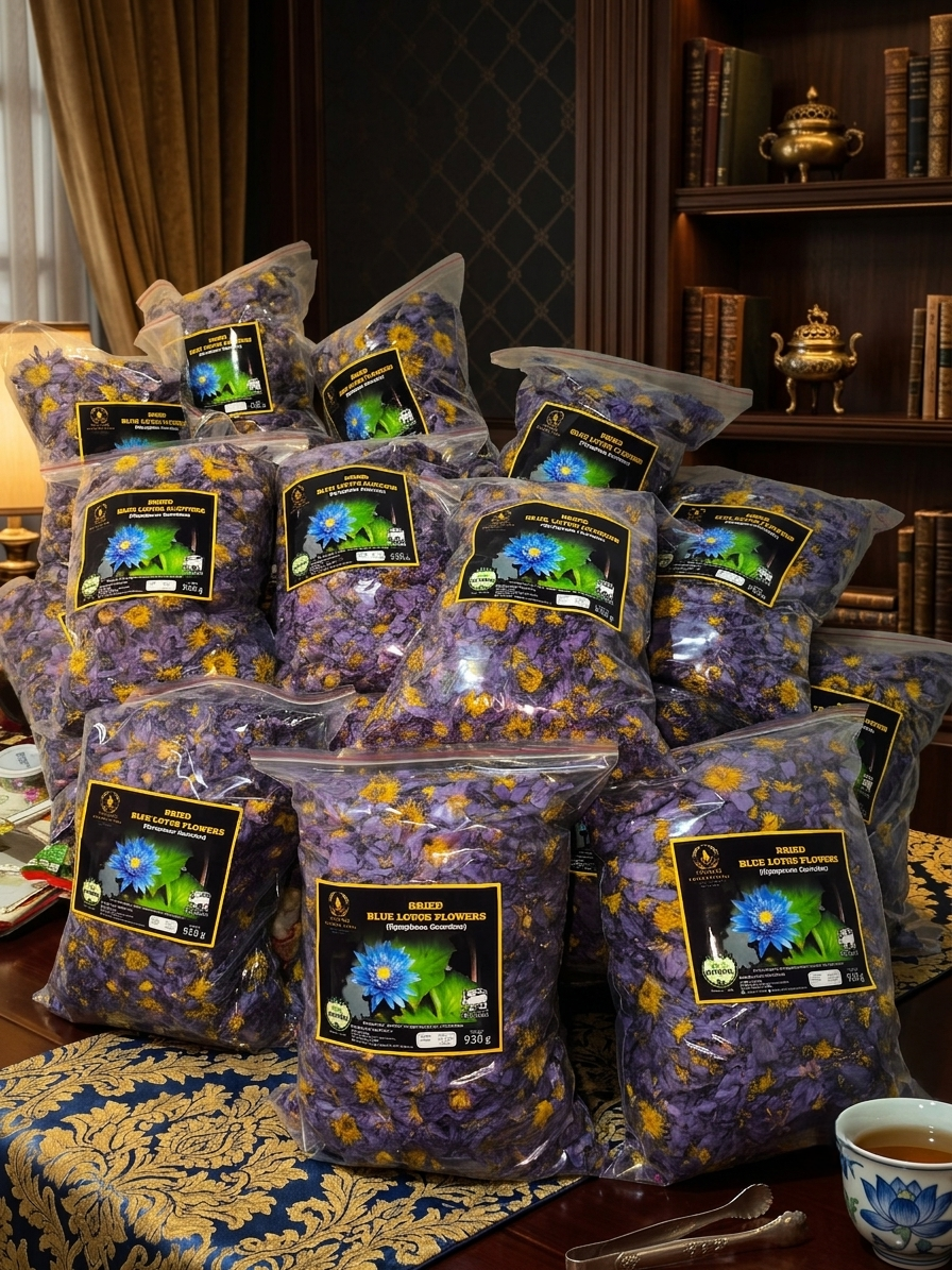 Premium Wholesale Dried Blue Lotus Flowers (Nymphaea caerulea) – Direct Supply from Sri Lanka