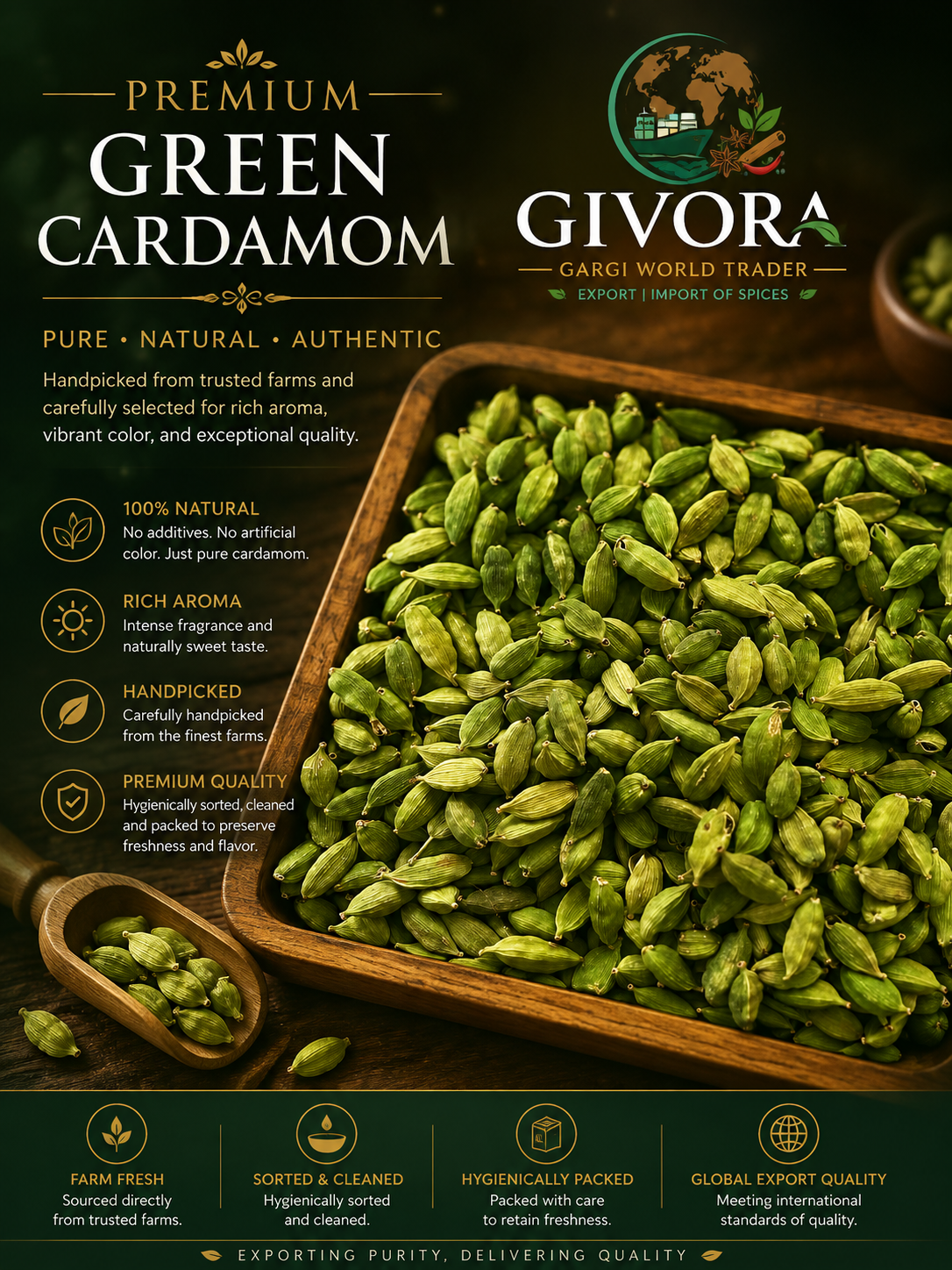 Export Premium Dry Whole Green Cardamom